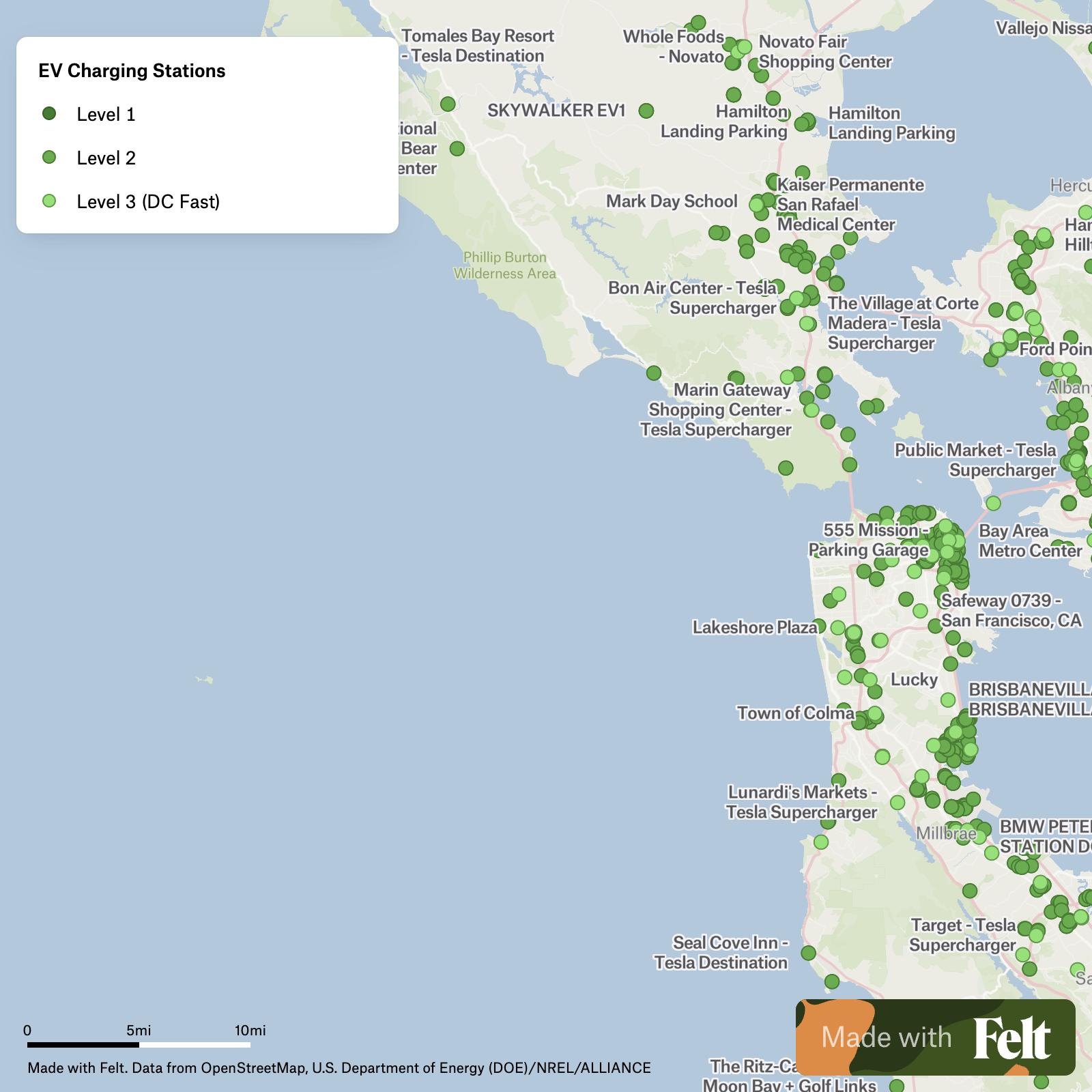 Electric Vehicle Charging Stations in San Francisco County, California