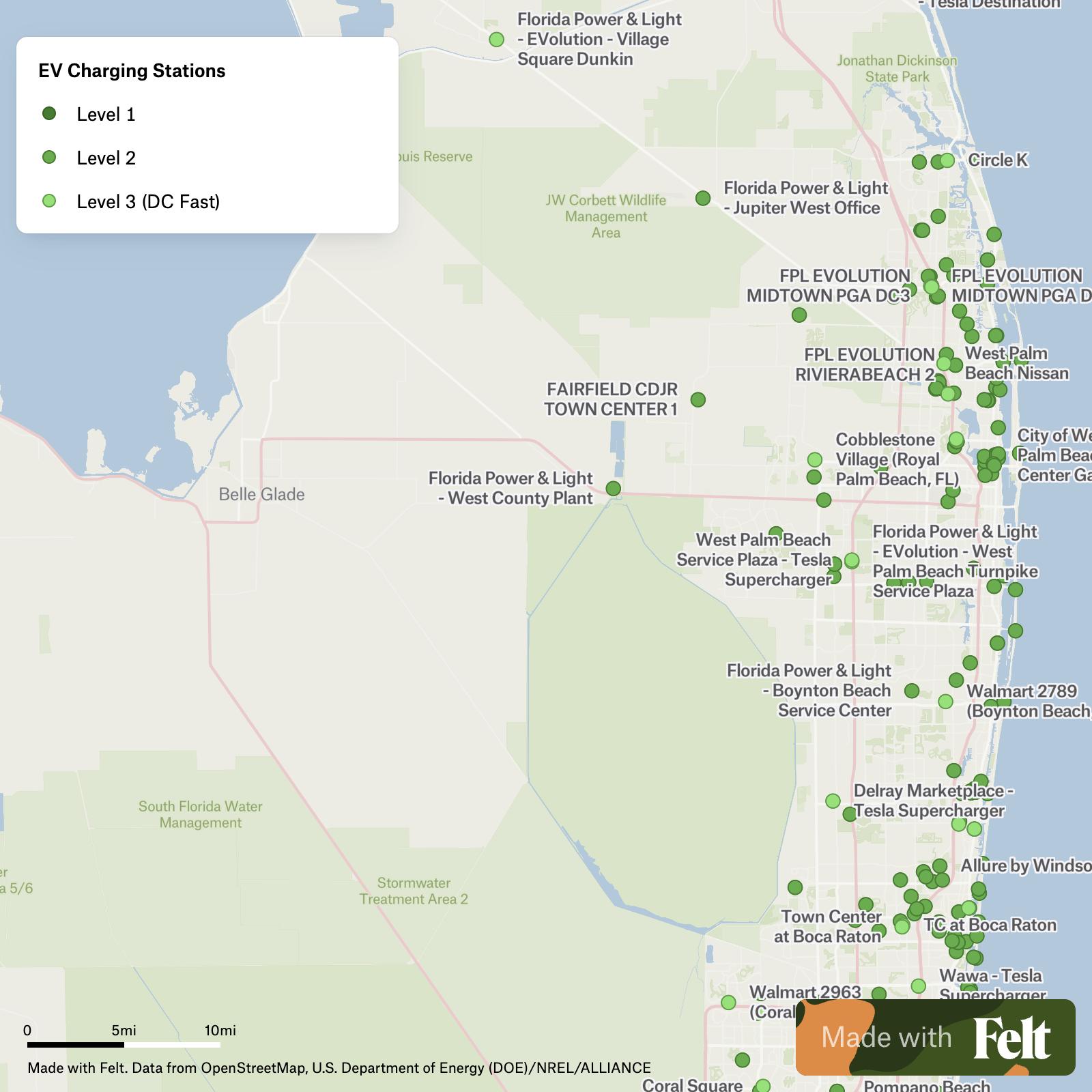 Electric Vehicle Charging Stations in Palm Beach County, Florida