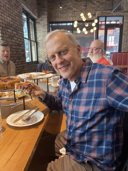 Photos Bob Sirott, morning show’s holiday pizza party WGN Radio 720
