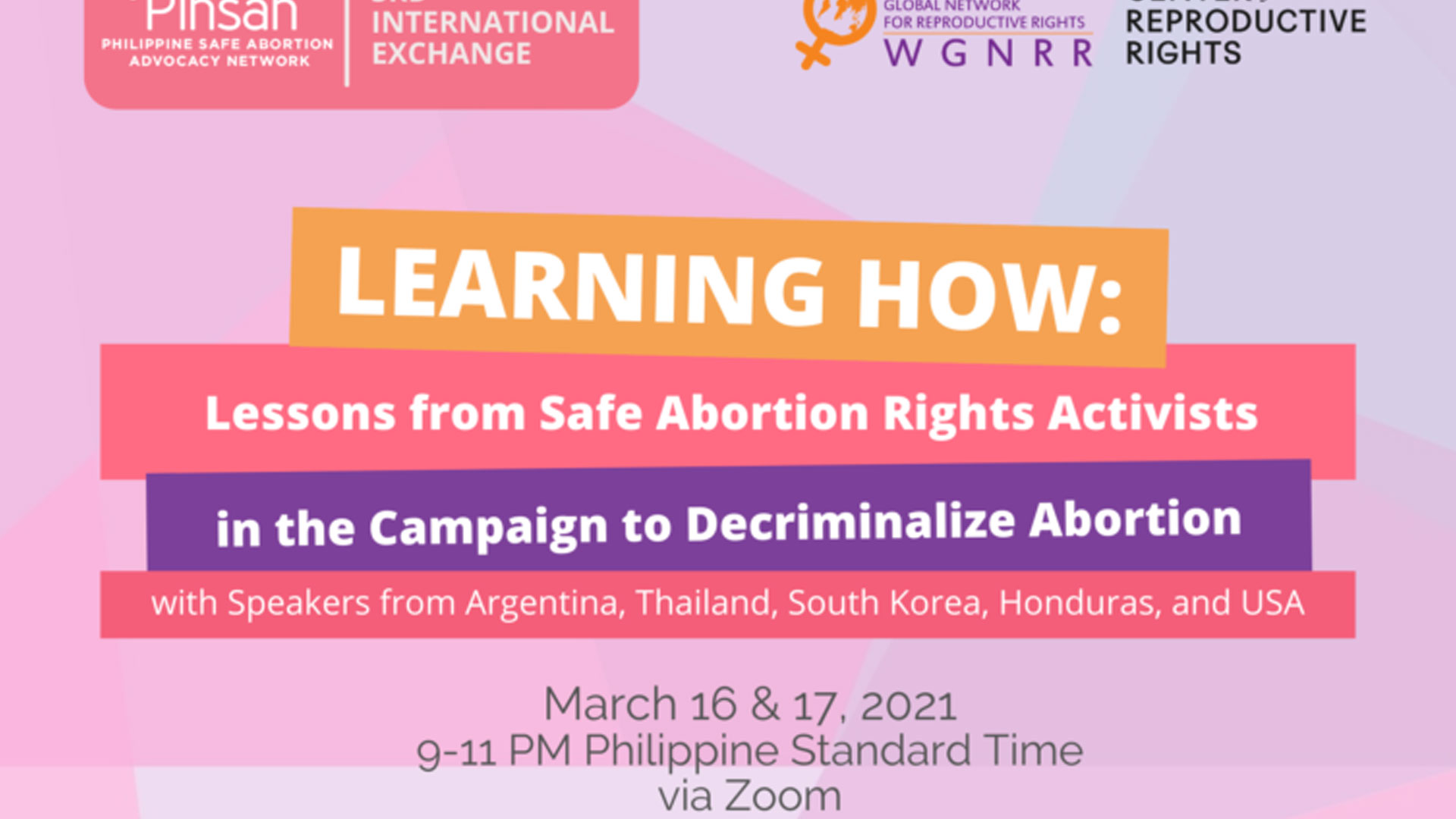 PINSAN 3rd International Exchange on Decriminalization of Abortion WGNRR