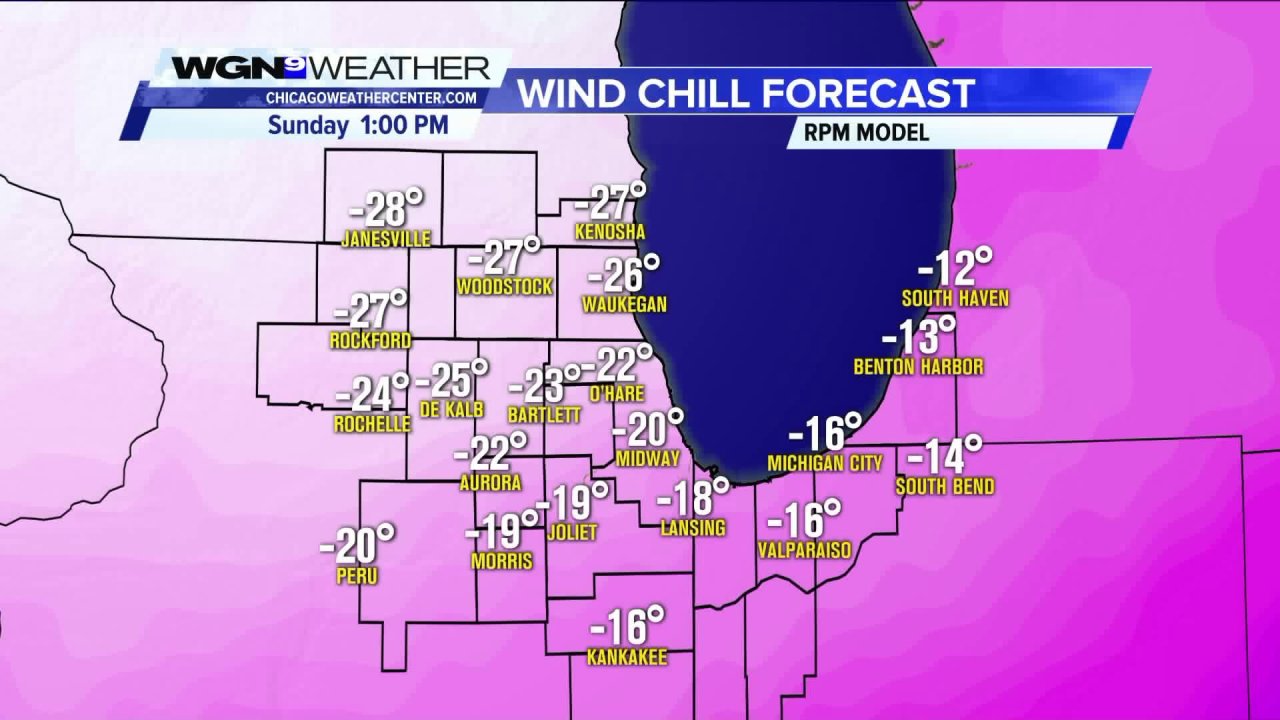 Wind Chill Advisory in effect for portions of Chicago area later