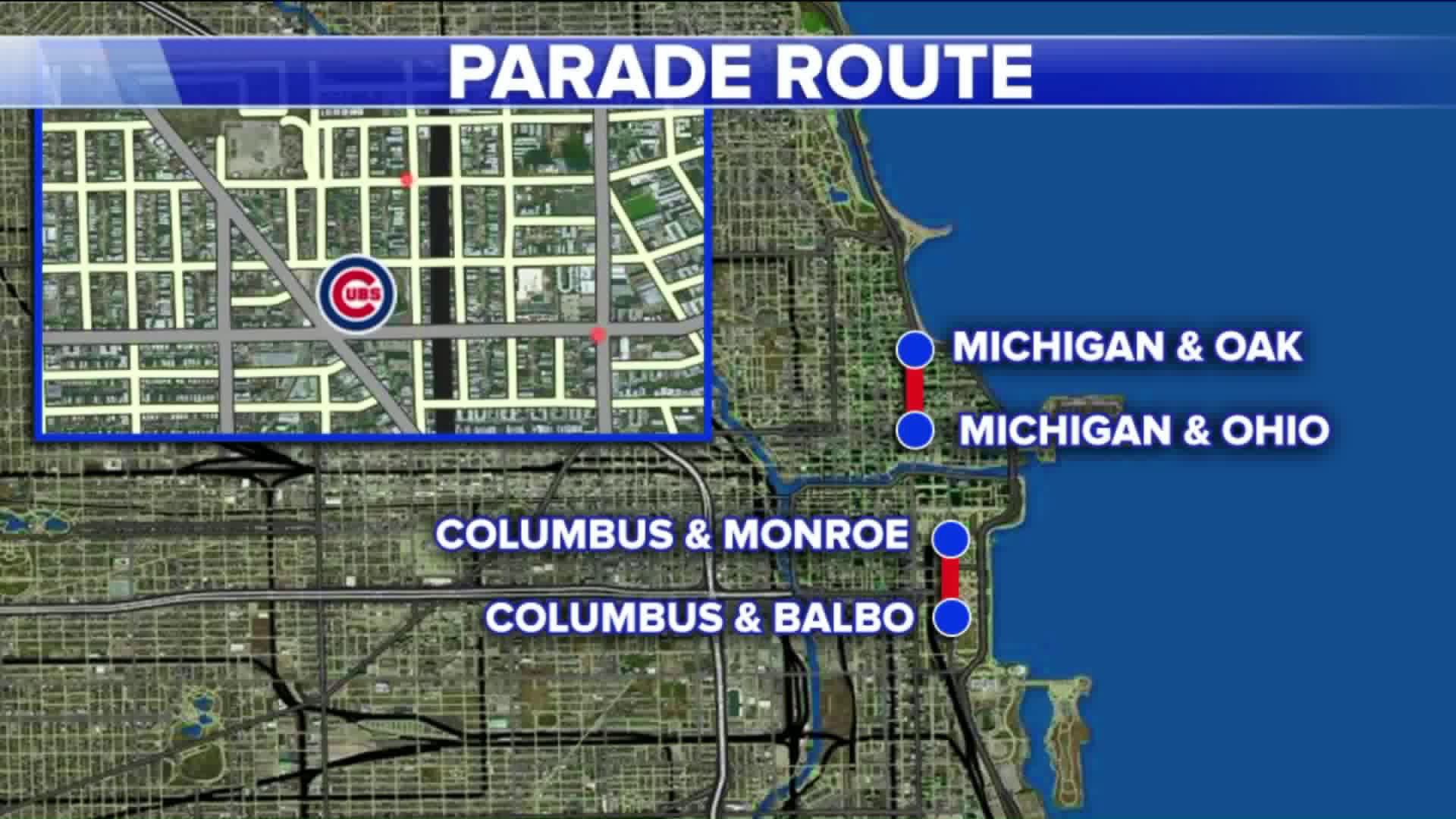 Christmas Parade Route Chicago 2023 Chicago Cubs celebrations to begin at 10 a.m. today WGNTV