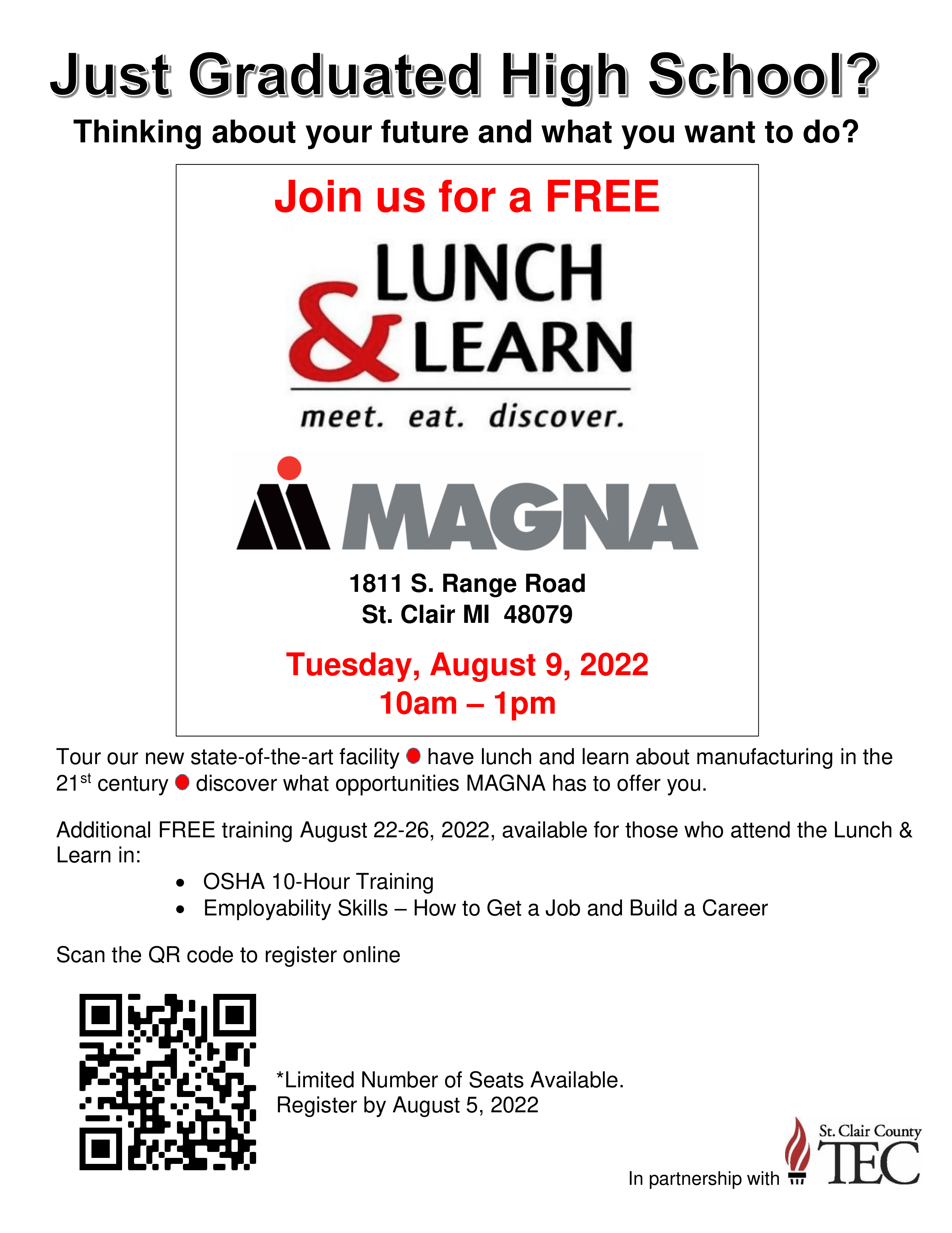 Magna Looking for Recent High School Grads Interested in Manufacturing