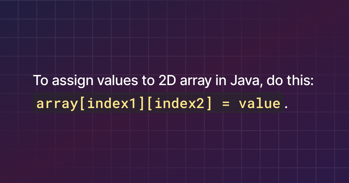 How to assign values to two dimensional array in Java?