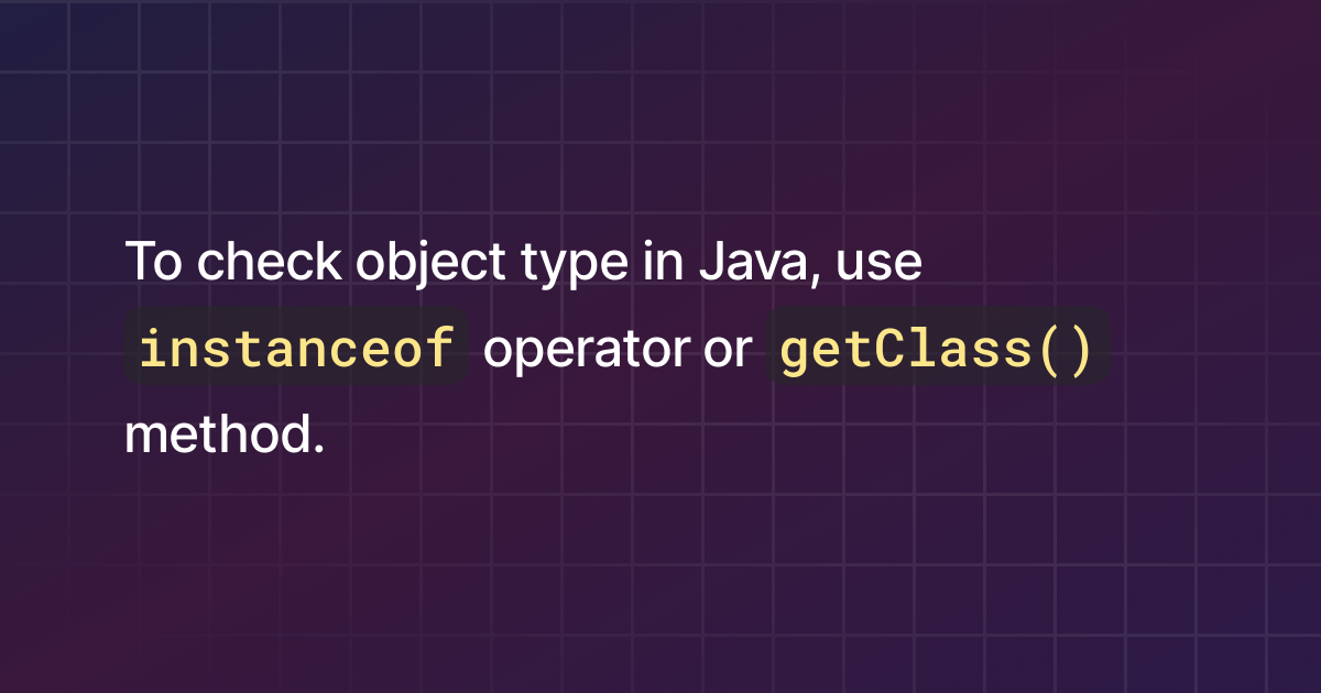 How to check object type in Java?