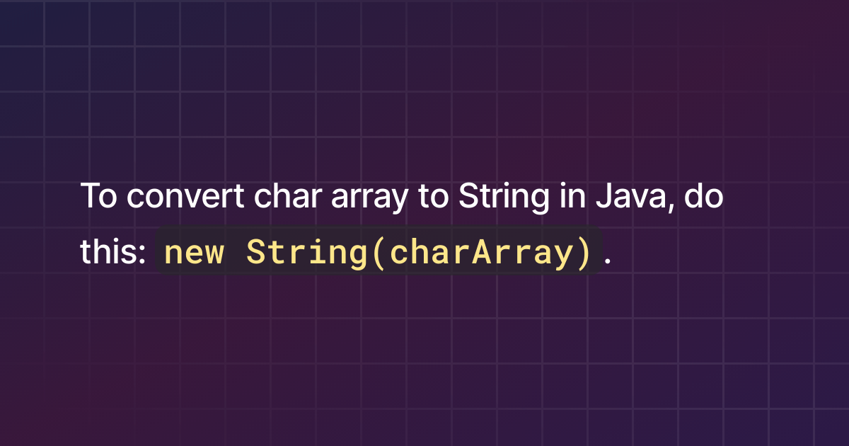 How to convert char array to String in Java?