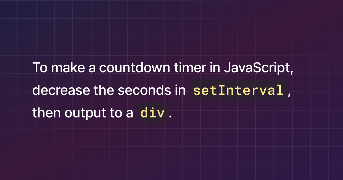 How to make a timer in JavaScript?