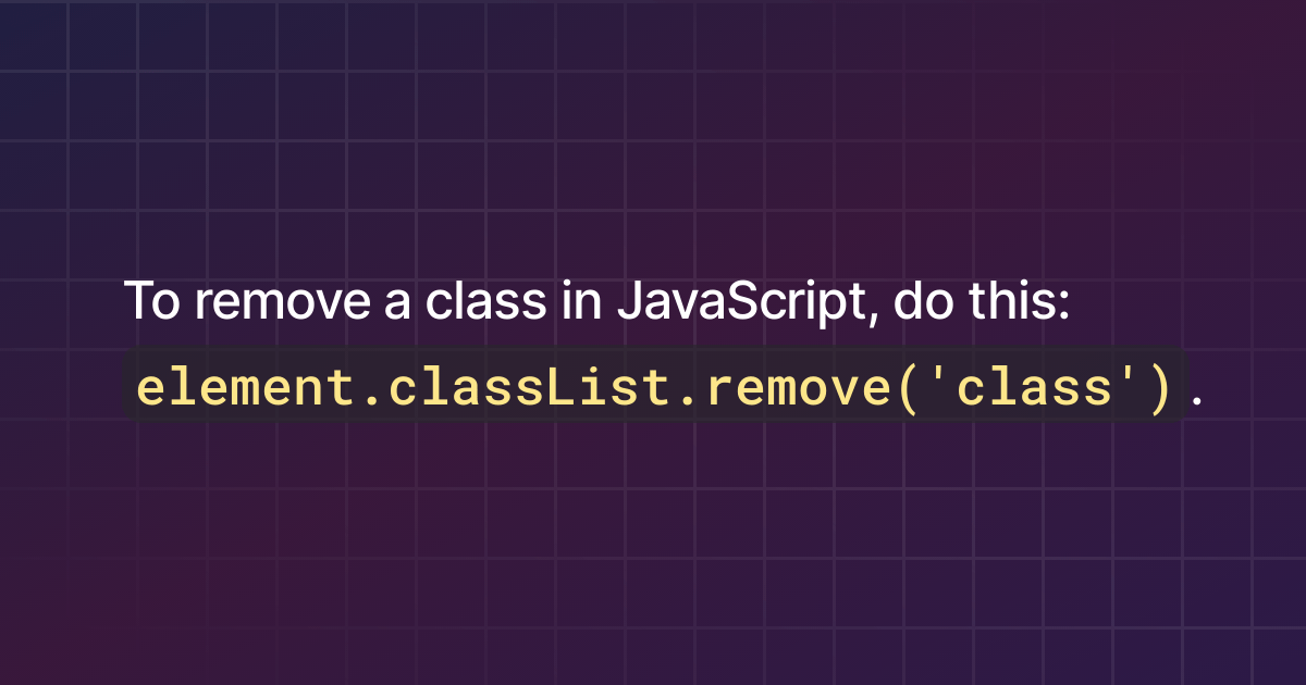 How to remove a class in JavaScript?