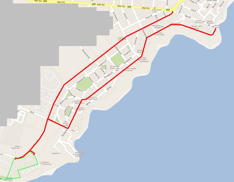 Street Map Of Hermanus Find Us Whale Bay Cascades
