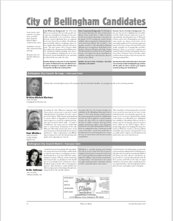 City of Bellingham Candidates and County Candidates