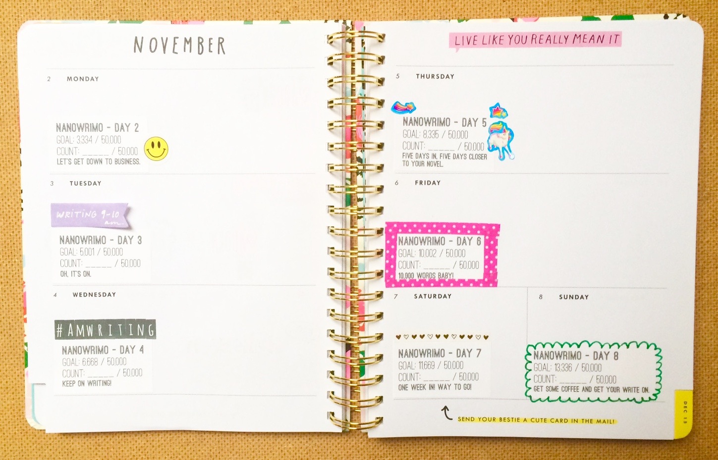 Free Printable NaNoWriMo Word Count Schedule & Planner Stickers