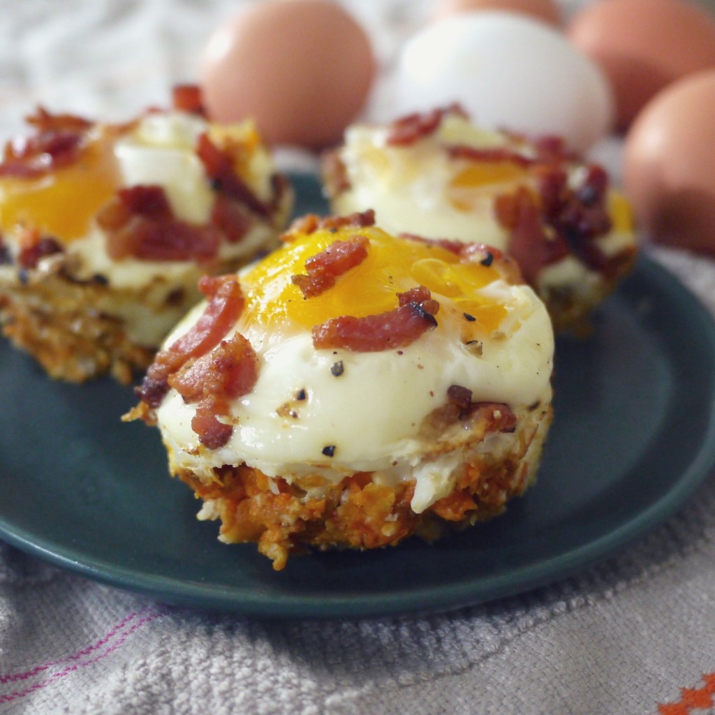 Eggs and Bacon in Sweet Potato Cups What Great Grandma Ate