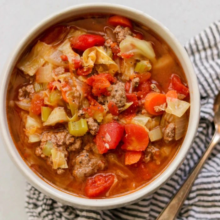 Put all the ingredients in the crock pot, stir it around. Instant Pot Cabbage Soup With Ground Beef Paleo Whole30 Stovetop Instructions Included What Great Grandma Ate