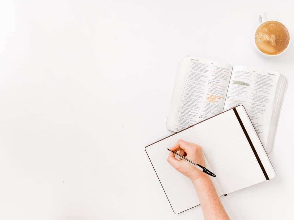 writing in notebook
