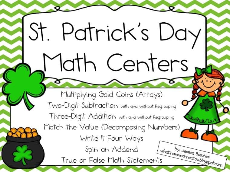 St. Patrick's Day Math Centers Games & Activities