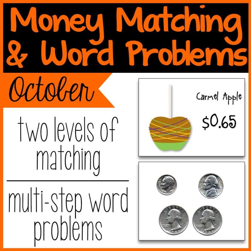 October & Halloween Money Matching & Word Problems