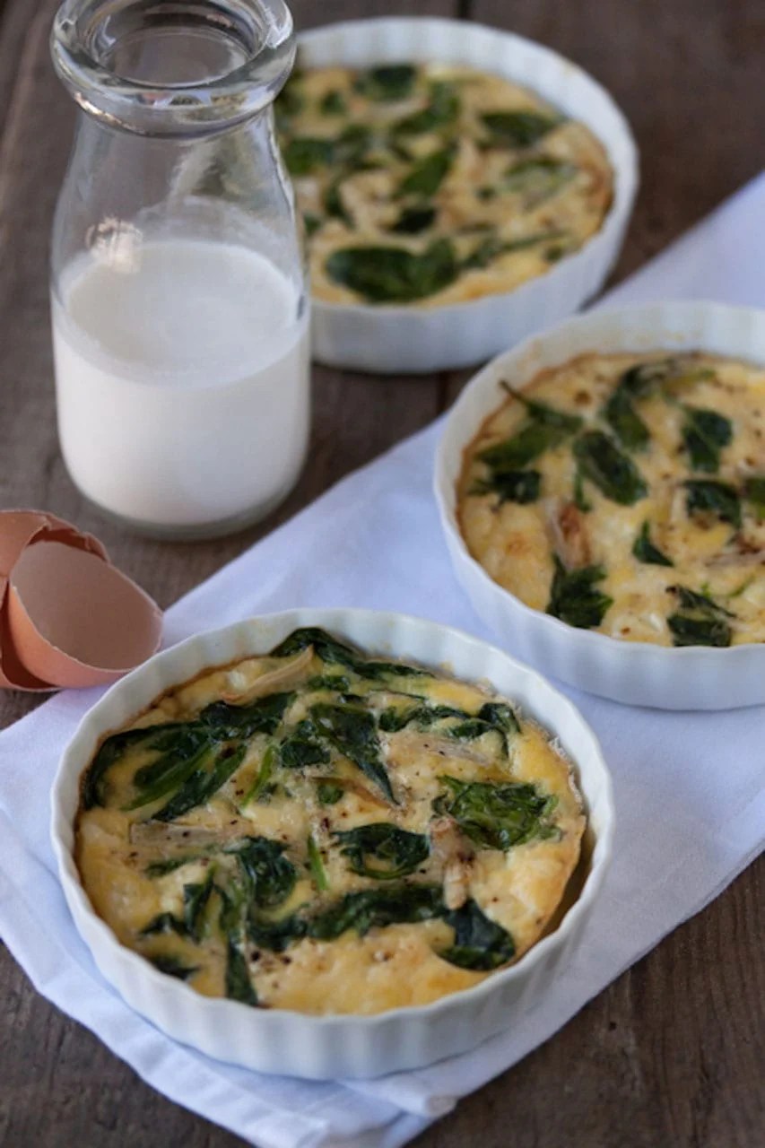 Fried Garlic, Spinach and Goat Cheese Quiche