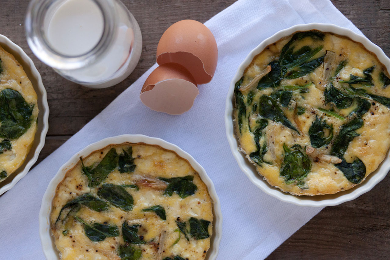 Fried Garlic, Spinach and Goat Cheese Quiche