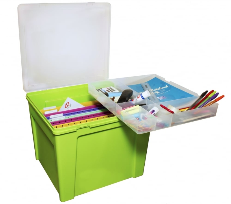 Home Office Plastic Storage Box with Organiser Tray Review What's