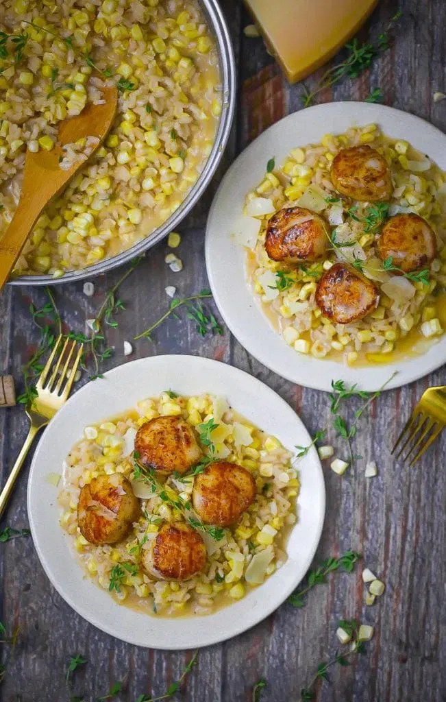 Seared Scallops with Fresh Corn Risotto What Should I Make For...