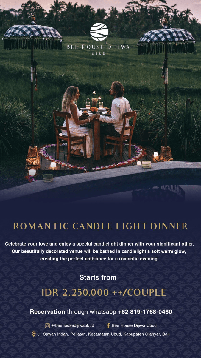 Romantic Candle Light Dinner at Beehouse Dijiwa Ubud What's New Indonesia