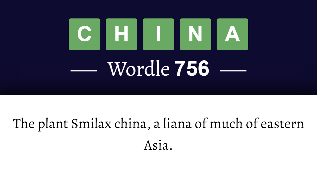 What does ‘CHINA’ mean in Wordle 756? (15th July 2023)