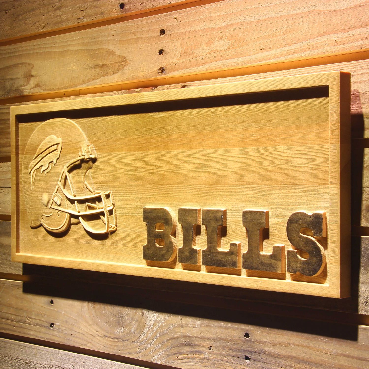 Buffalo Bills Helmet Wood Sign neon sign LED sign shop What's
