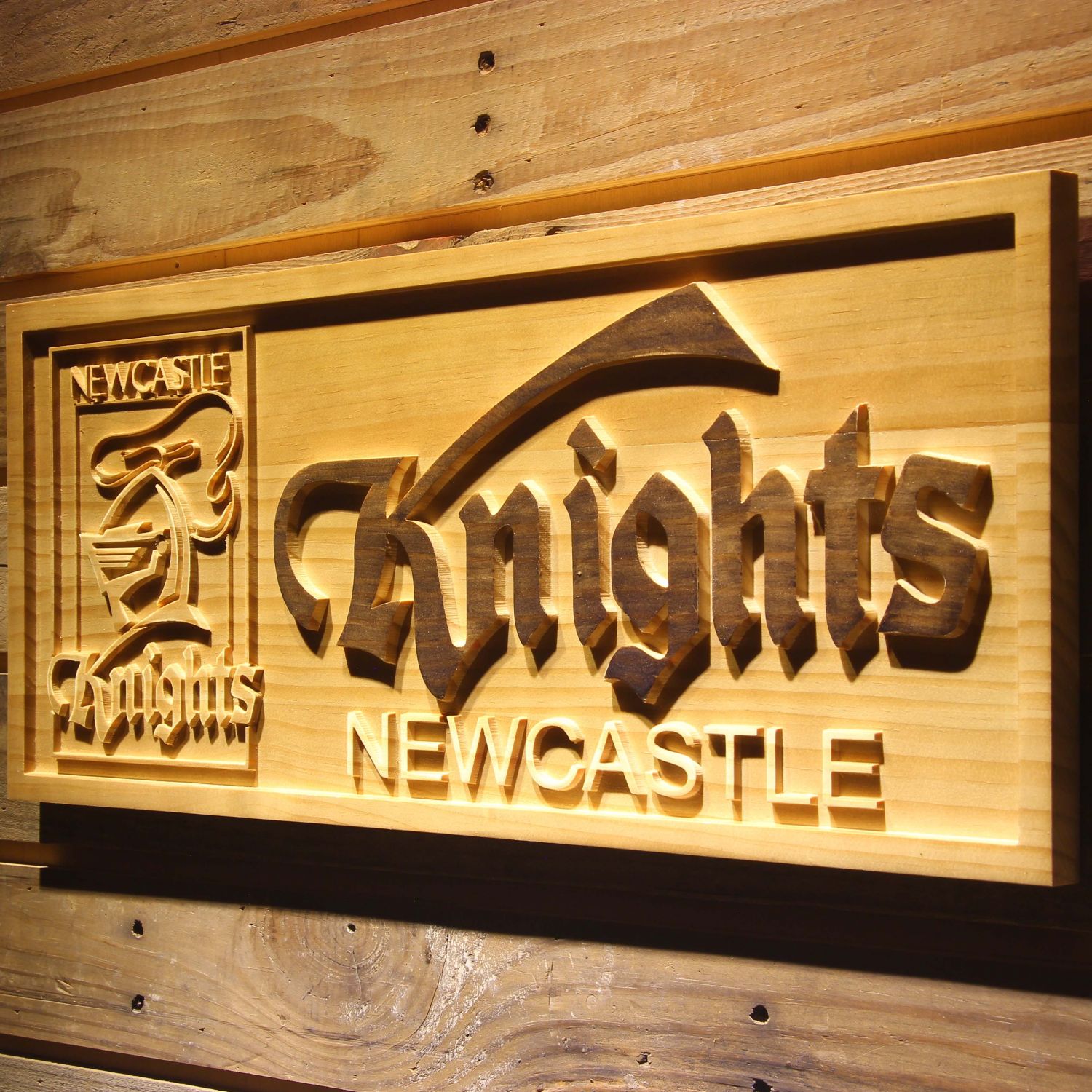 Newcastle Knights Wood Sign neon sign LED sign shop What's your