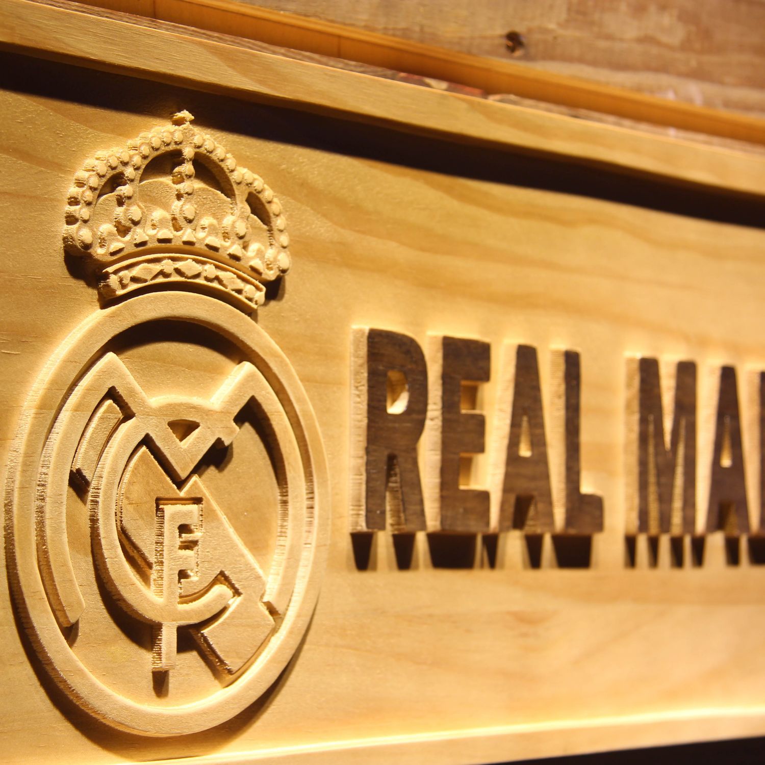 Real Madrid CF Crest Wood Sign neon sign LED sign shop What's