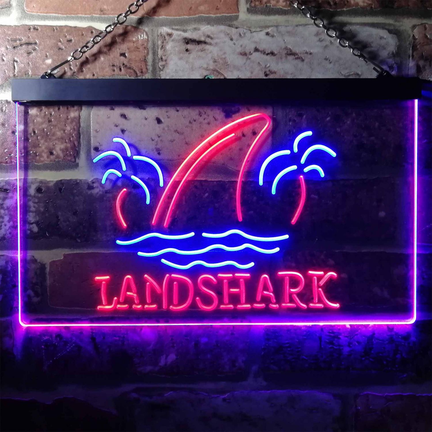 Landshark Lager Sharkfin 2 LED Neon Sign neon sign LED sign shop What's your sign?