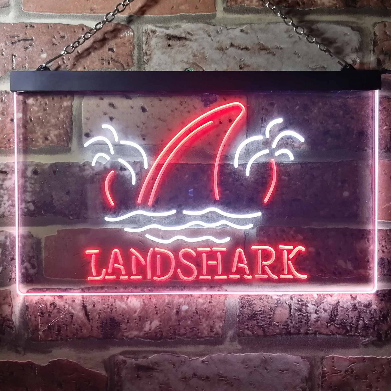 Landshark Lager Sharkfin 2 LED Neon Sign neon sign LED sign shop What's your sign?