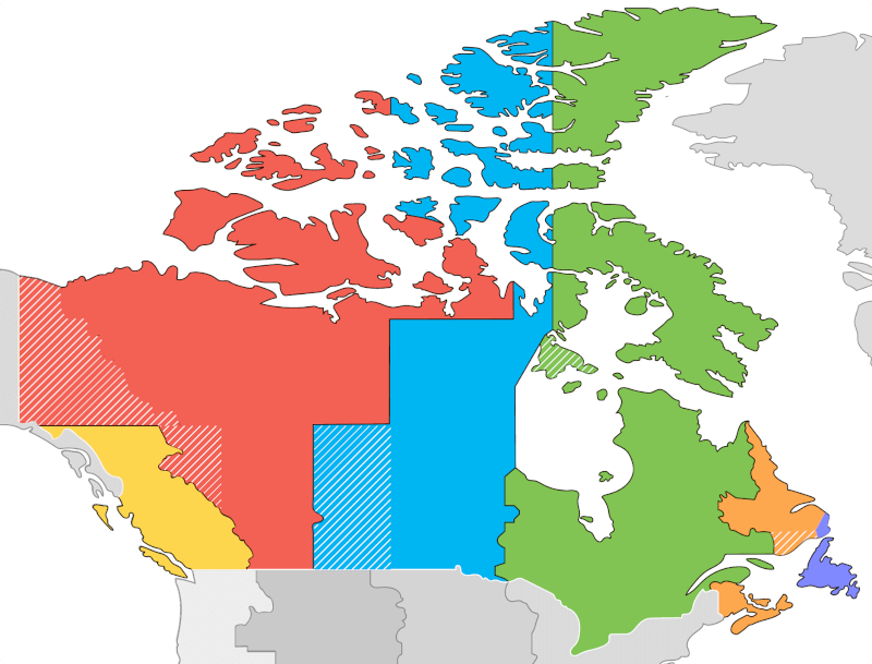 Current time and time zones in Canada