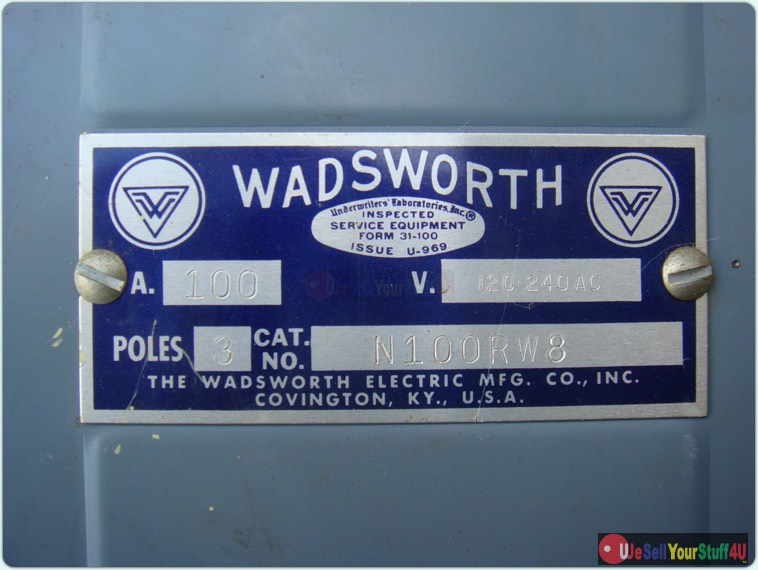 Vintage 1950's Wadsworth 100A Fuse Box w/2 Pullouts &amp; 8