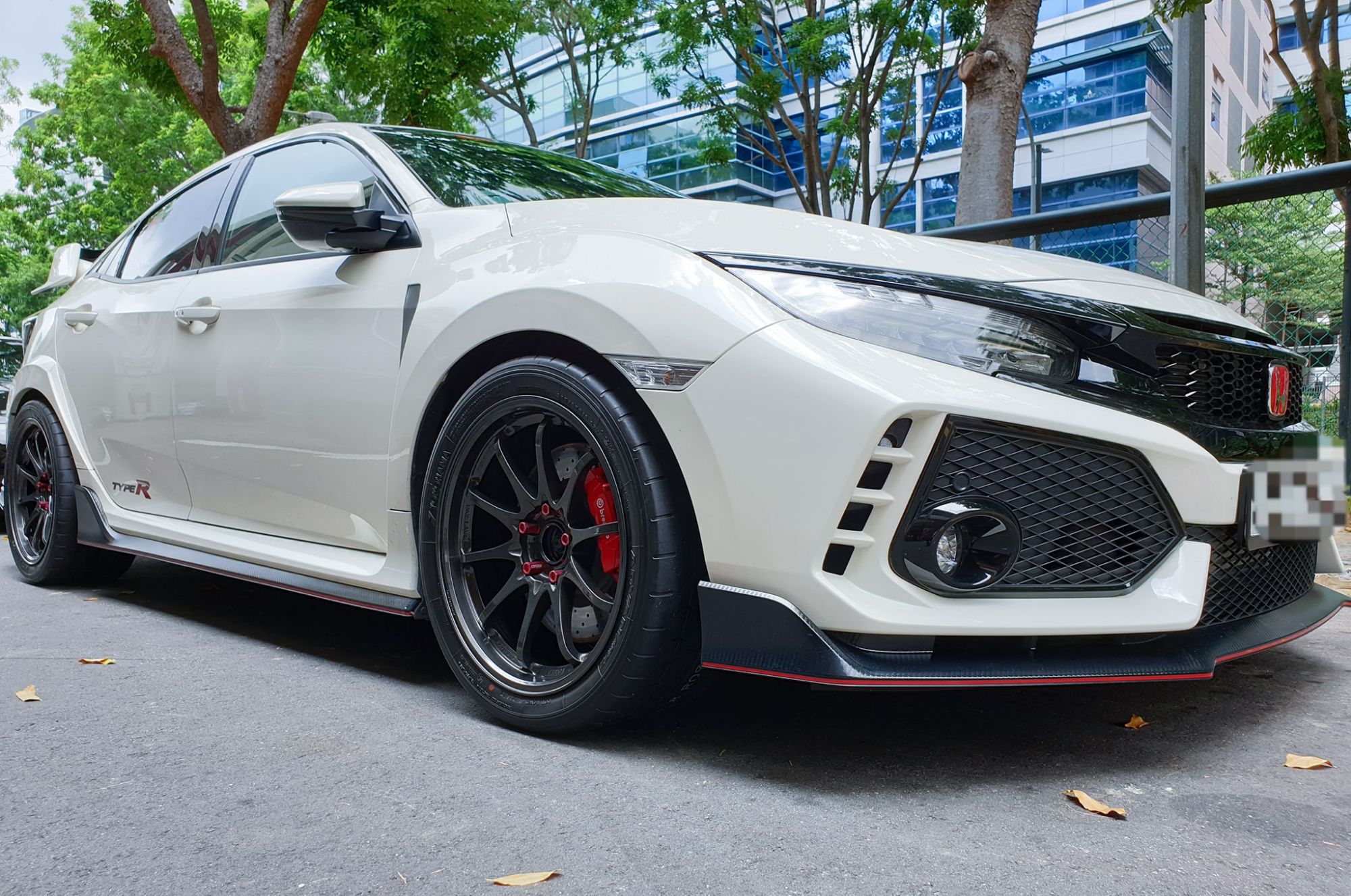 Honda Civic TypeR White Rays Volk CE28 Club Racer II Wheel Wheel Front