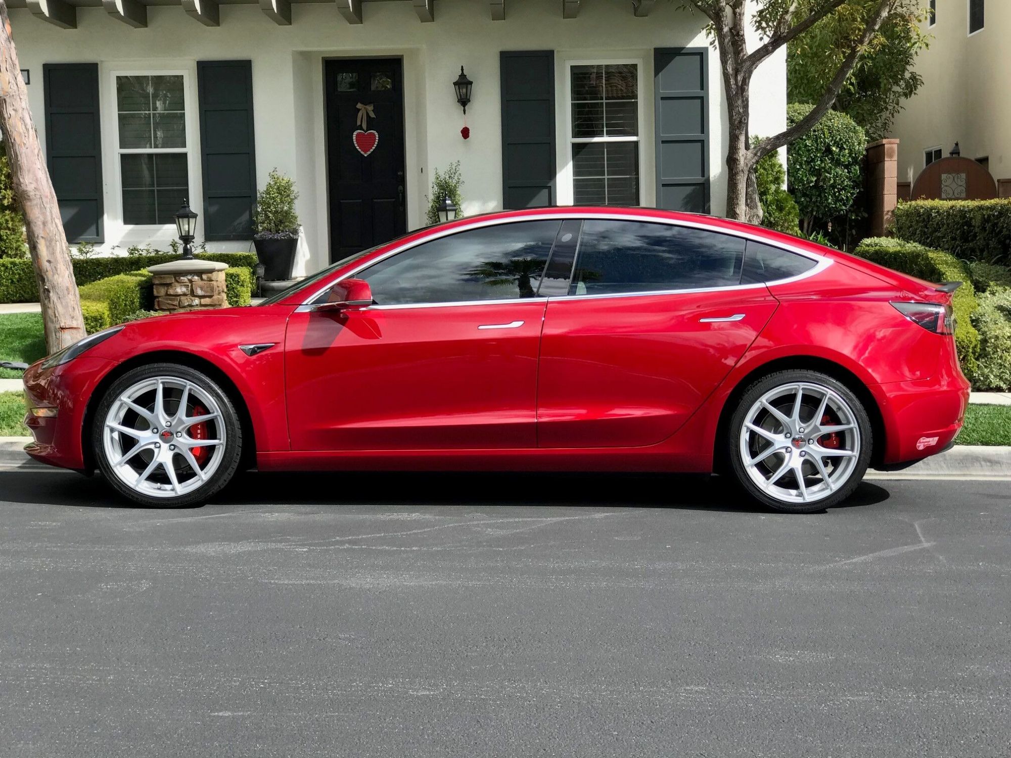 Tesla Model 3 Red Avant Garde M580 Wheel Front