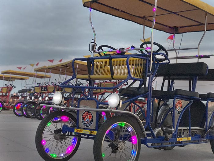 Nighttime Surrey Bike Rentals, Denver, CO Wheel Fun Rentals