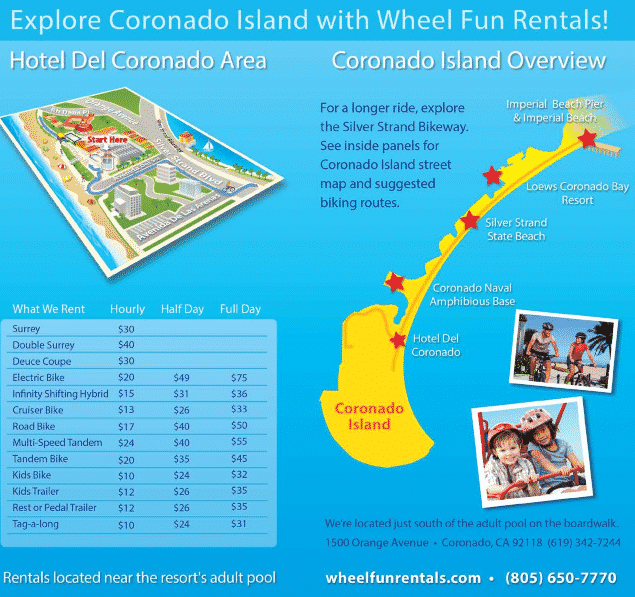 Coronado Island Bike Tour Map Wheel Fun Rentals