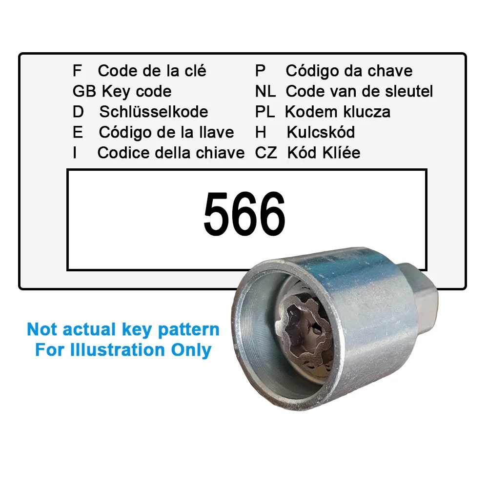 Wheel Locking Wheel Nut Key for Hyundai Key Code 566 / F Wheel
