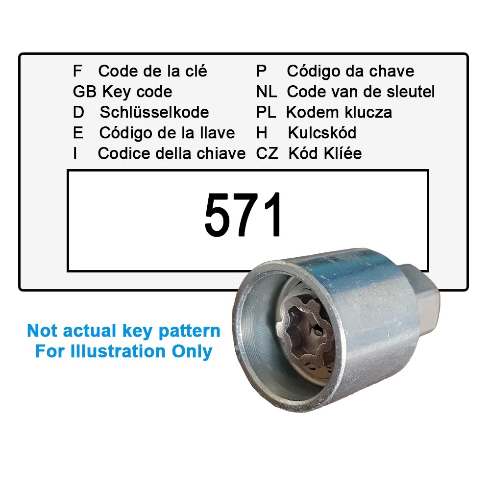 Wheel Locking Wheel Nut Key for Hyundai Key Code 571 / L Wheel
