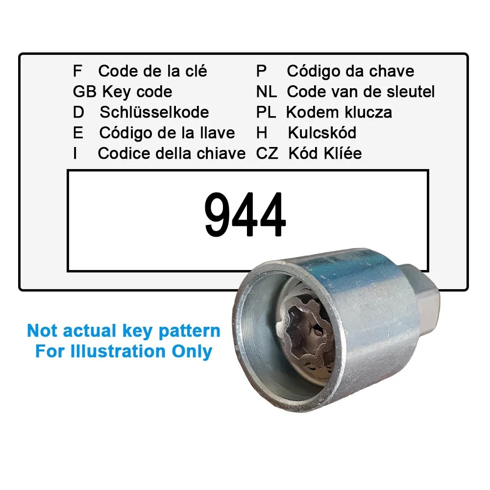 Wheel Locking Wheel Nut Key for Toyota – Key Code 944 / B – Wheel