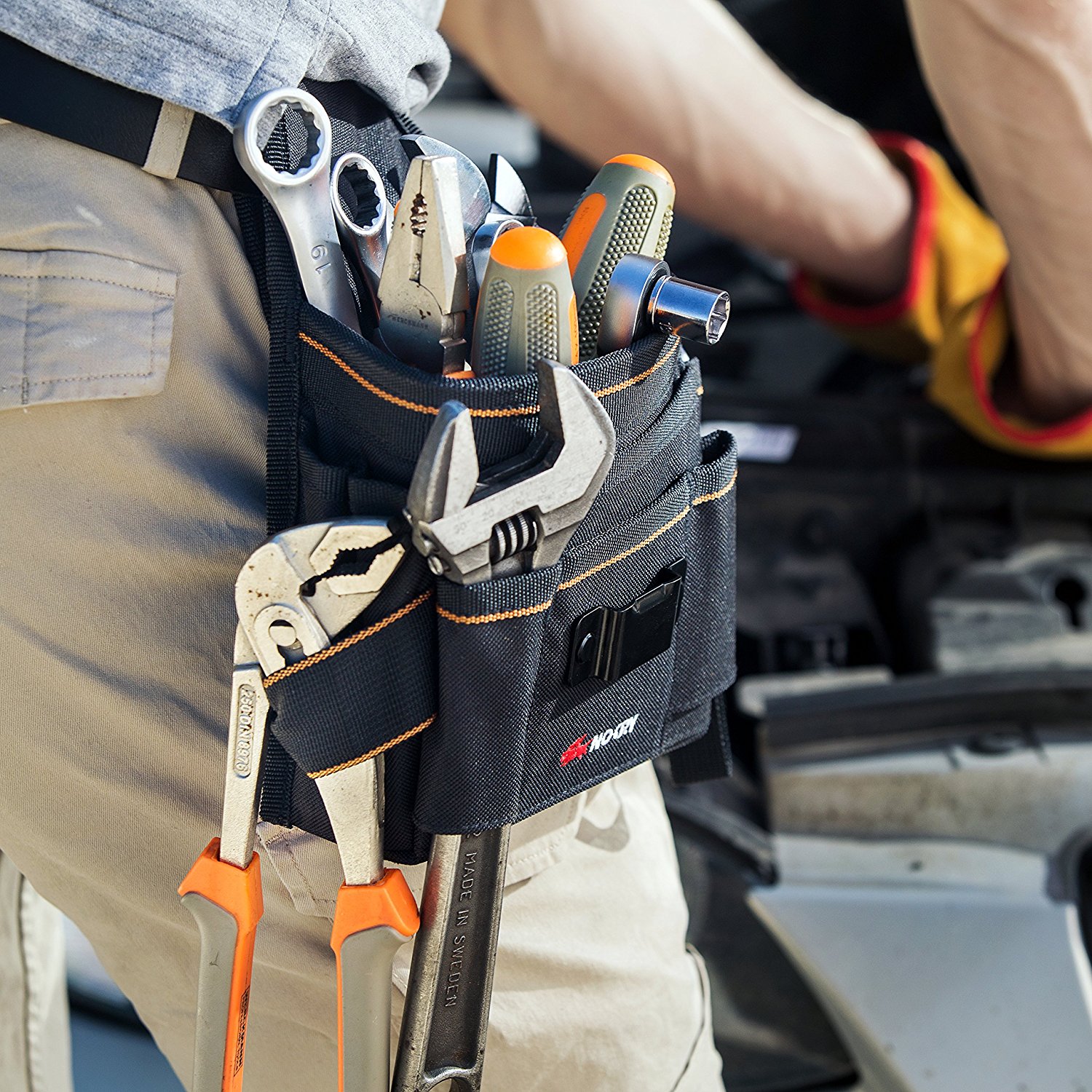Heavy Duty Canvas Tool Pouch with 7 Roomy Pockets, 10 Tool Loops