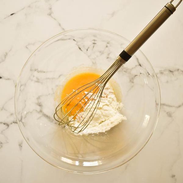 whisking cornstarch into egg-sugar mixture