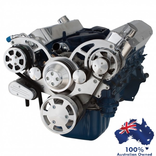 Polished Finish AllInclusive Serpentine Pulley and Bracket Kit for