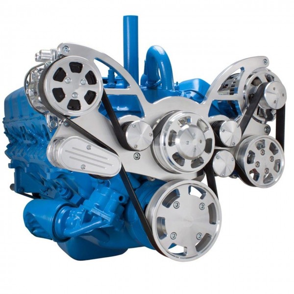 AMC JEEP 304, 360 & 401 SERPENTINE PULLEY AND BRACKET COMPLETE KIT WITH