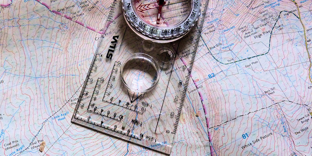 Using a map and compass. My preference. Where2Walk