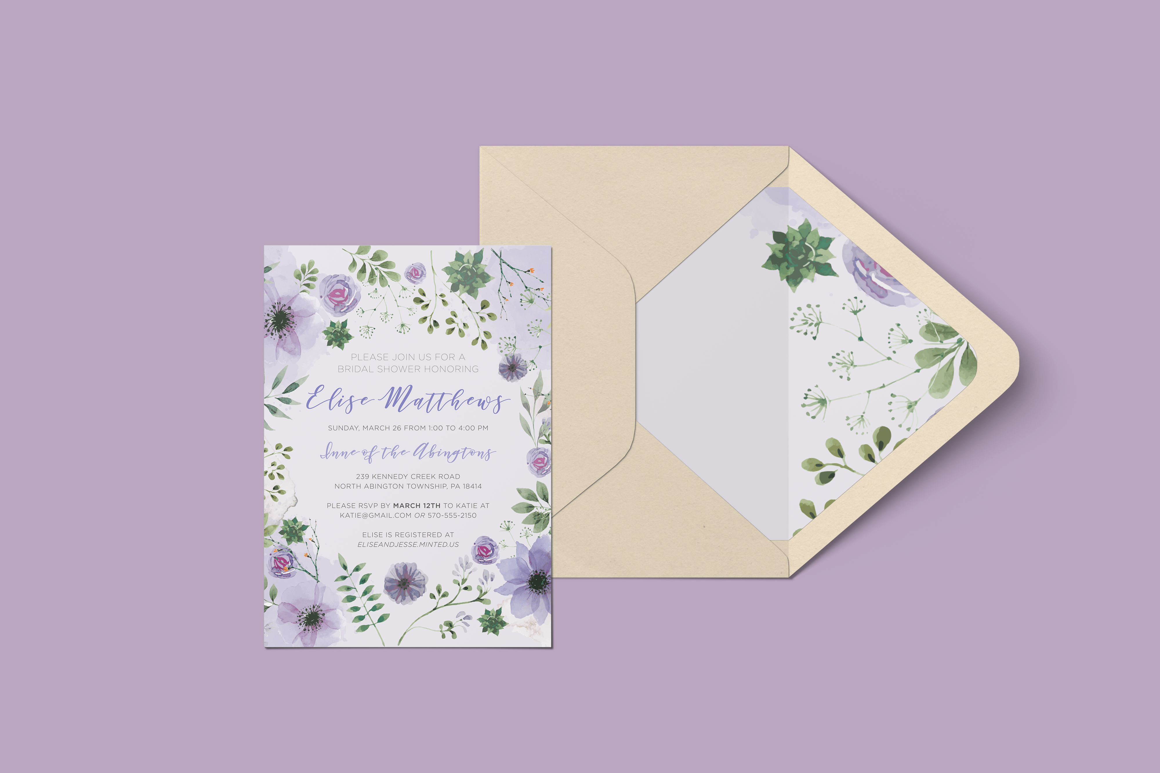 Invite - personalized Bridal Shower invite suite for a client