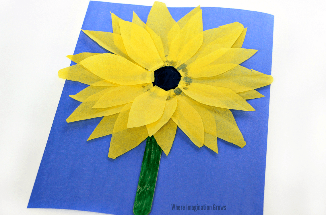 Tissue Paper Sunflower Craft for Kids Where Imagination Grows