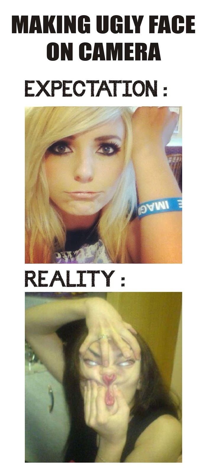 Making an ugly face