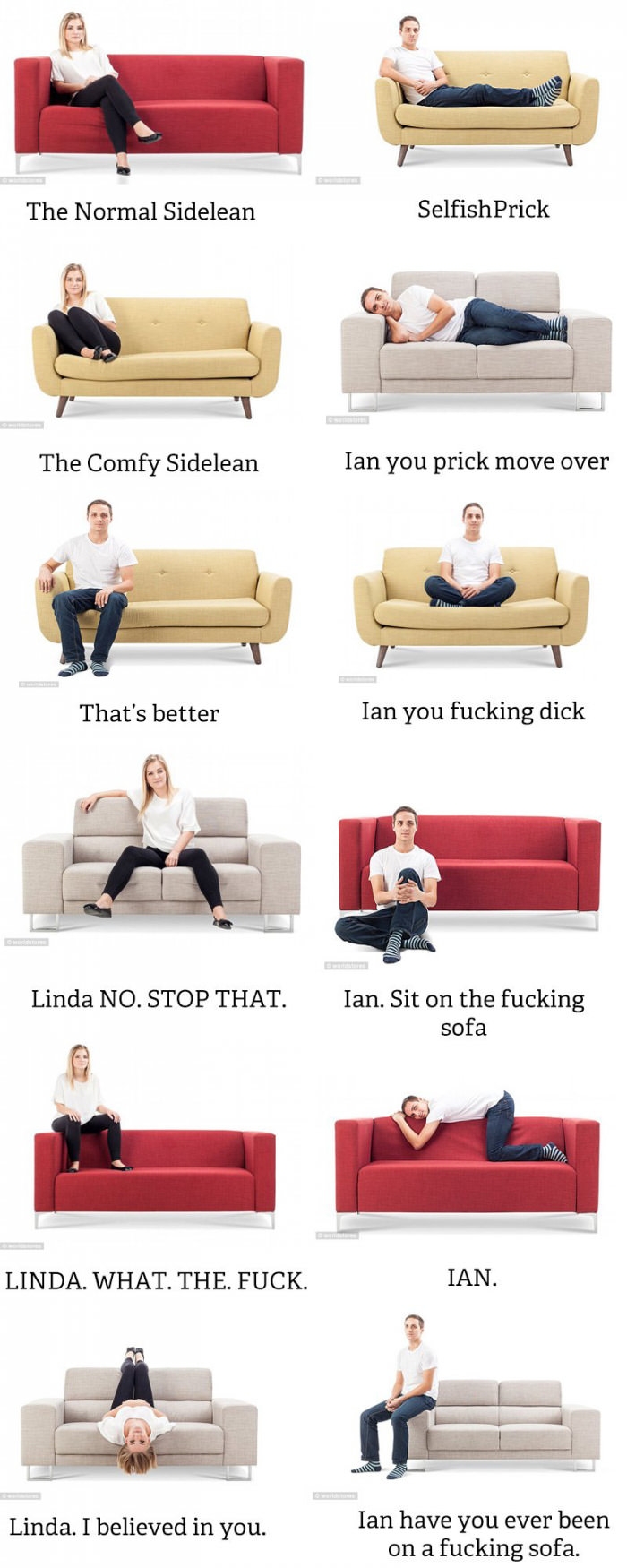 A guide to your favorite sofa sitting positions