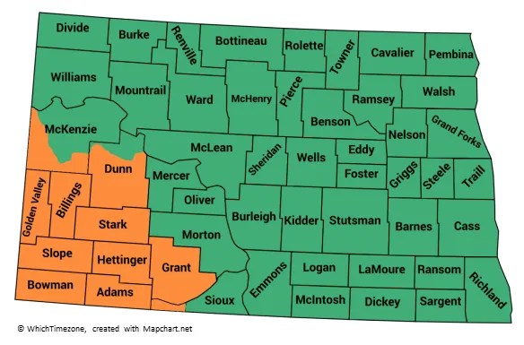 Nd Time Zone Map North Dakota (ND) time zone WhichTimezone